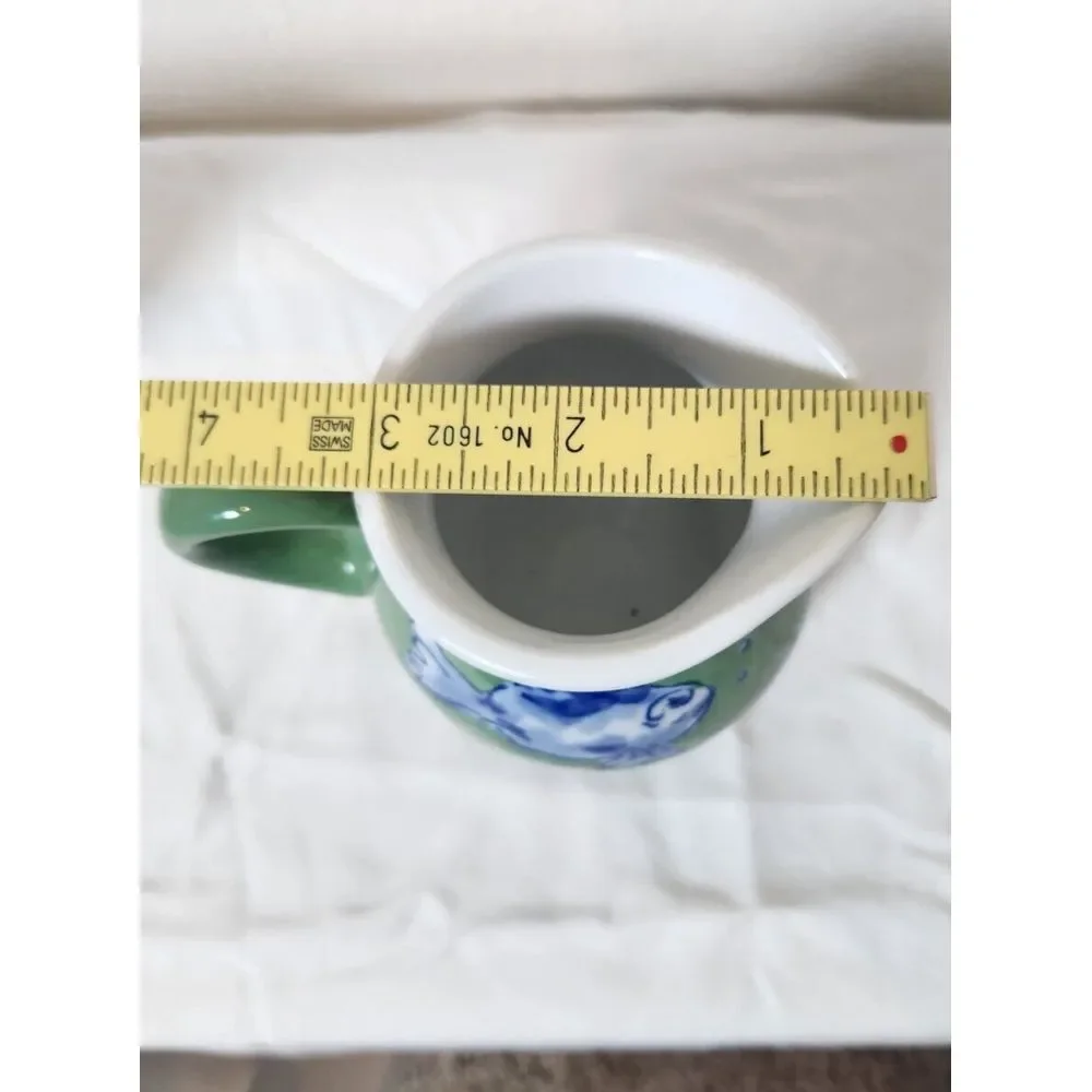 April Cornell Vintage BlueGreen Koi‎ Fish Creamer Cup Excellent Used Condition